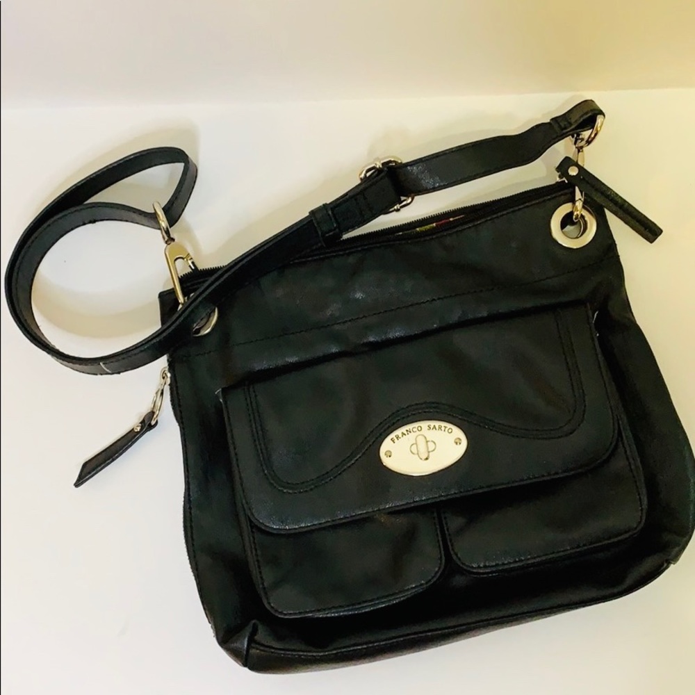 Franco Sarto | Black Leather Hidden Zipper Satchel
